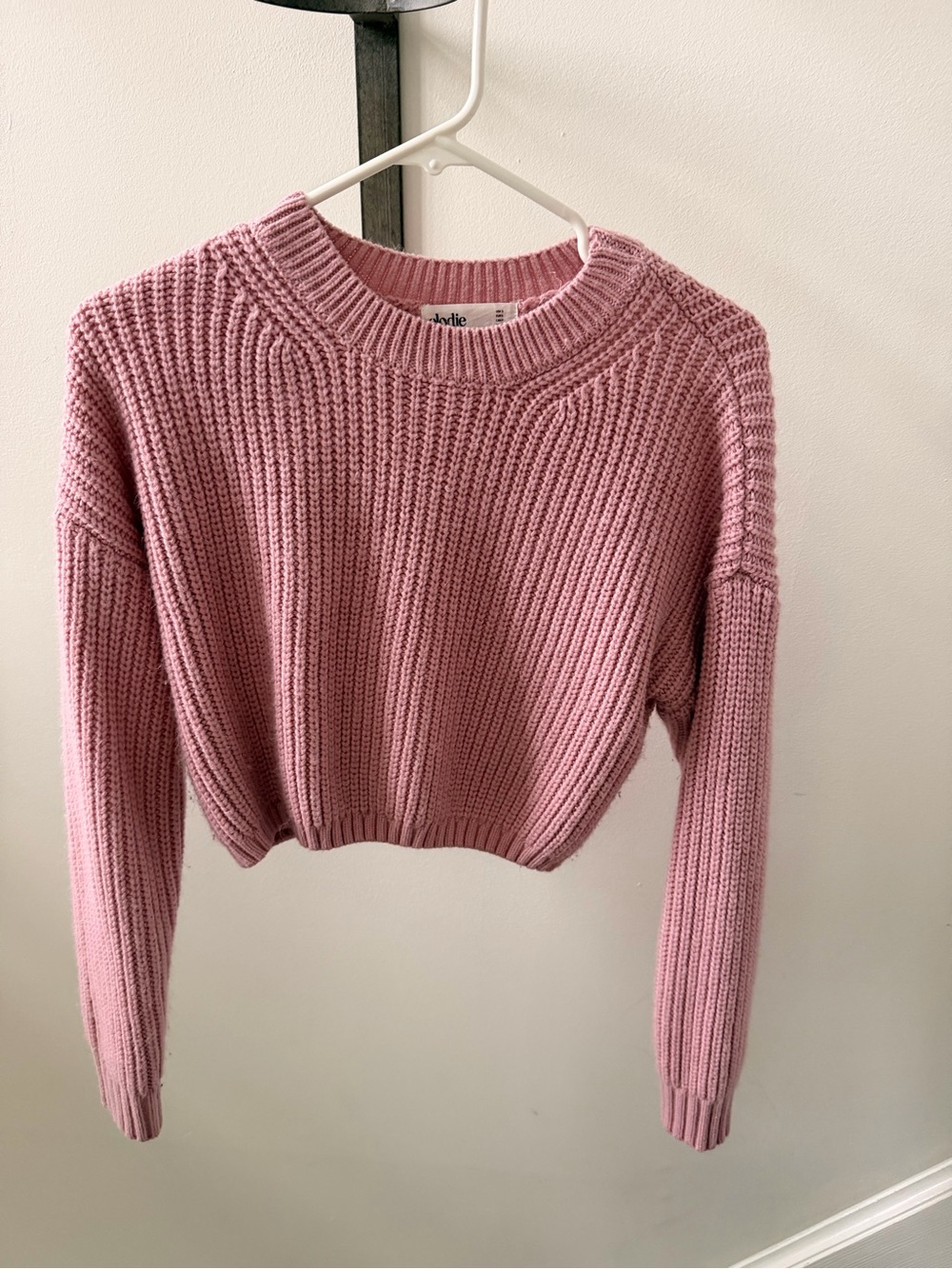 Elodie Cropped Pink Knit Sweater